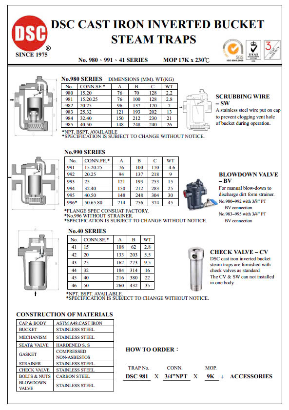 DSC 988 991Seri Steam Trap