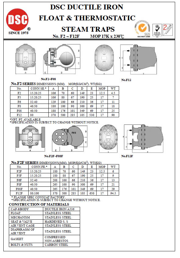 Bẫy hơi phao DSC F2 F08F