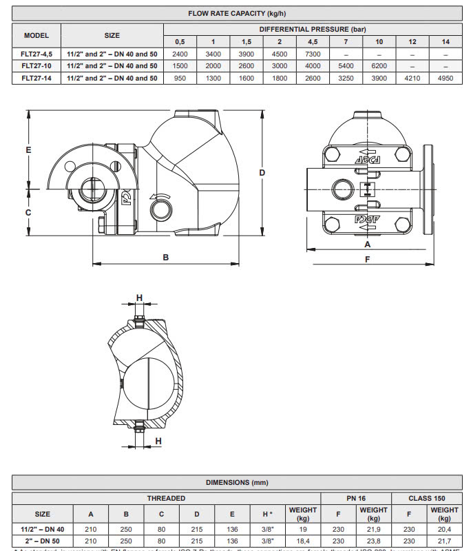 catalog bẫy hơi dạng phao ADCA FLT27