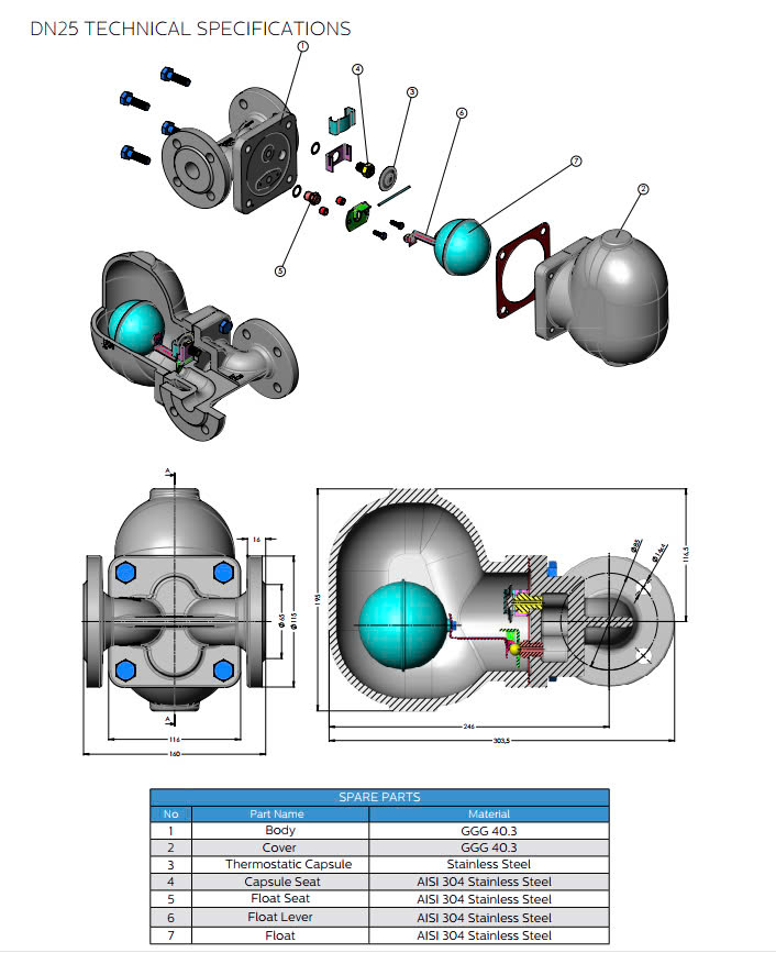 Floating ball steam trap Ayvaz SK-80 DN32 DN40 DN50